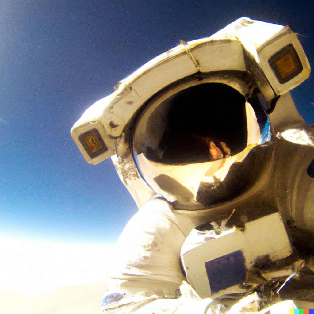 an astronaut, photograph taken on a GoPro